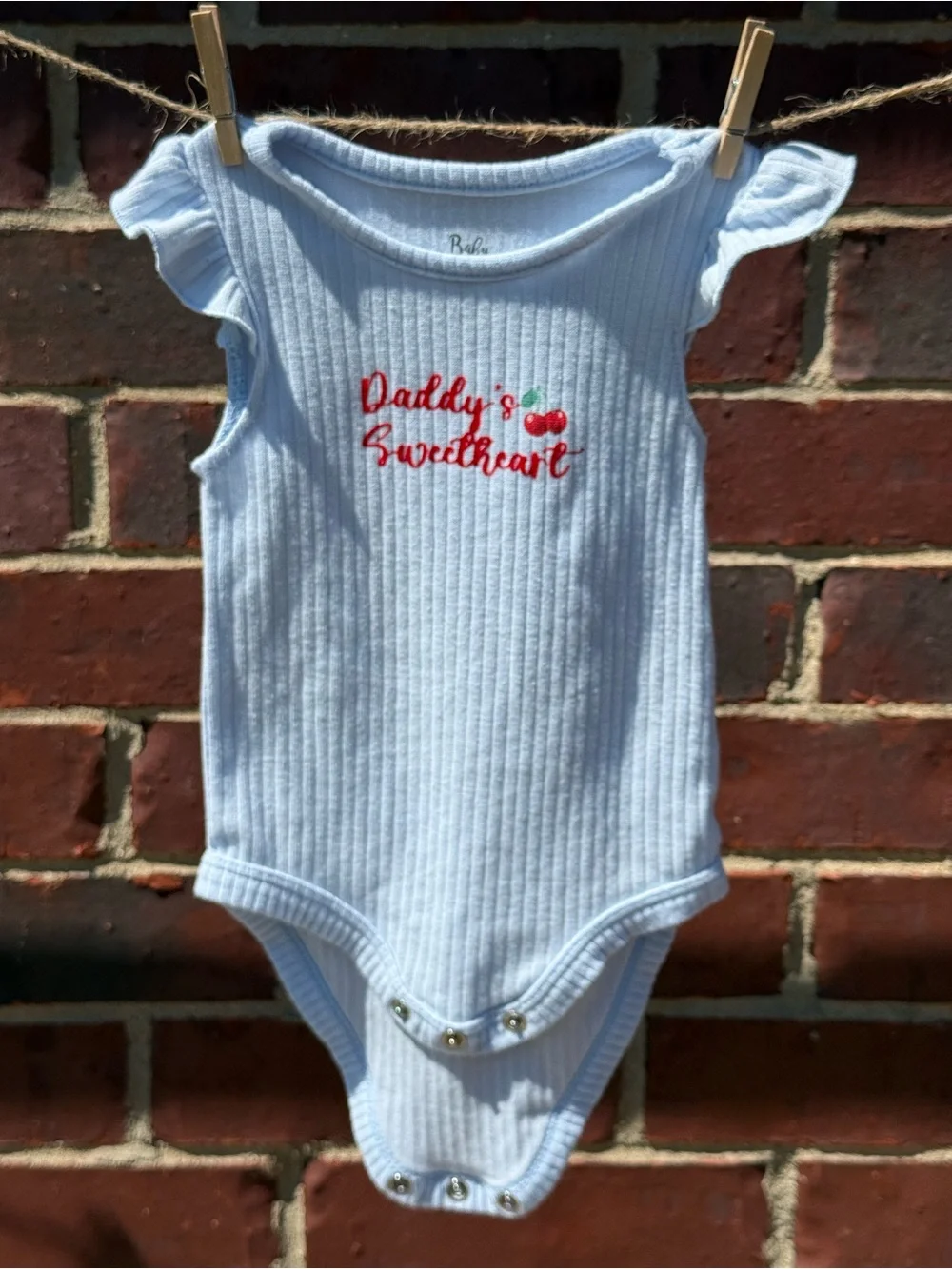 Baby Essentials Light Blue Ribbed Onesie with Cherry Skirt & Headband